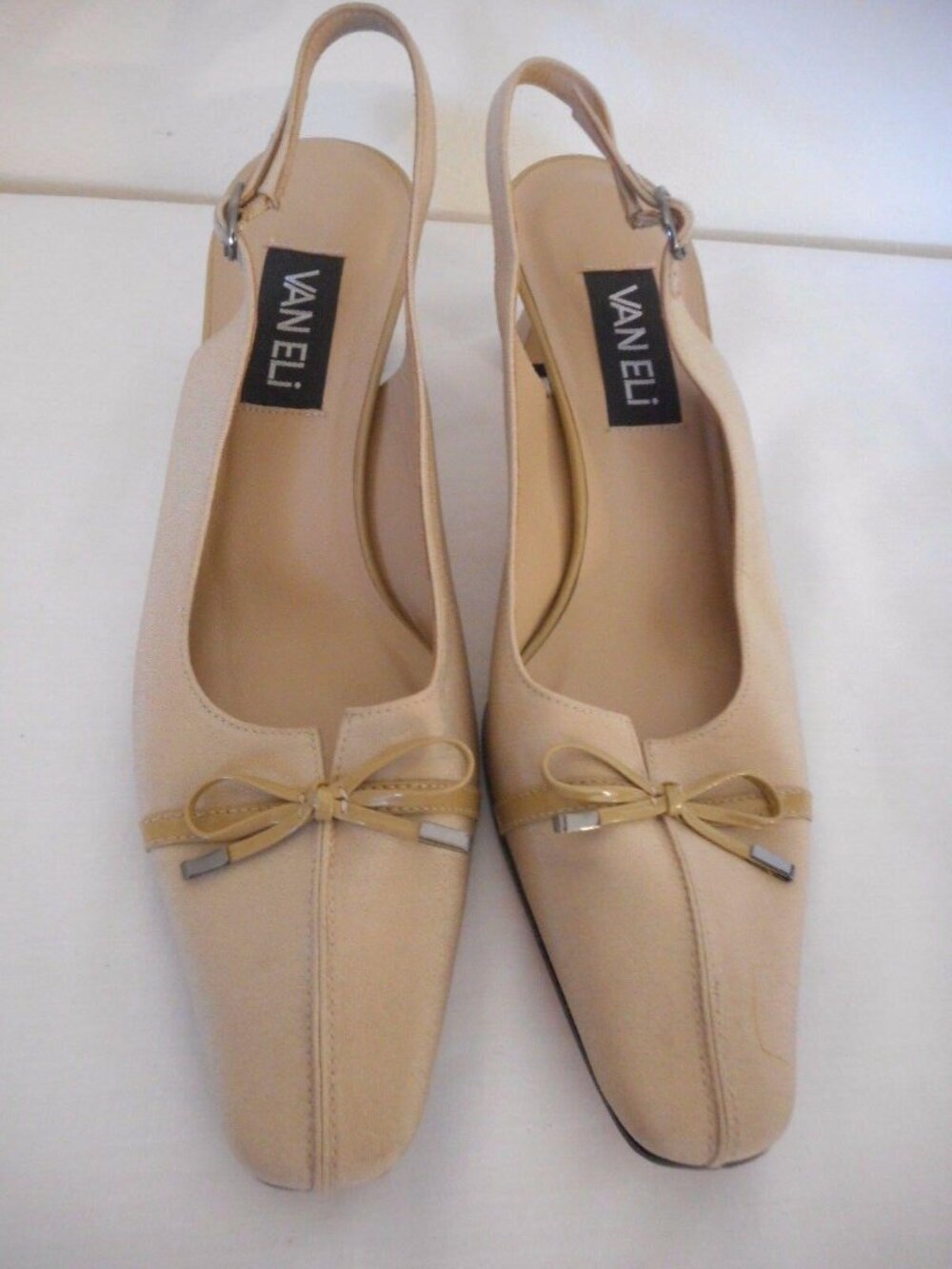 VANELi VAN ELi 7.5 N narrow Beige Womens 2 inch heel buckle sling back Shoes - Picture 1 of 12